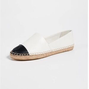 Tory Burch White and Black Espadrille Flats
